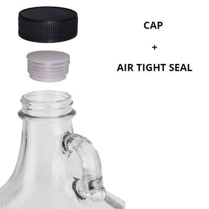 ICE N COLD 1 Gallon (128 oz) Clear Glass Jugs (Pack of 3) With 38mm Cap with 1 Gallon (128 oz) Amber Glass Jugs (Pack of 3) with Handle, Black Polyseal Lid & Cap - color: 6 Clear Jug & 6 Amber Jugs