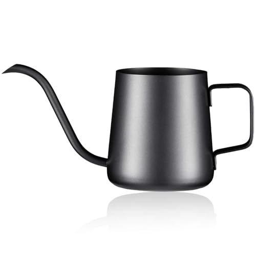 PARACITY Pour Over Kettle Gooseneck Spout Coffee Tea Pot 12OZ with Lid, Hanging Ear Hand Blunt Long Narrow Drip Cup for Coffee Maker Carafe, Camping Coffee Pot for Travel Coffee Maker Outdoor - color: Black, size: 12oz/350ml