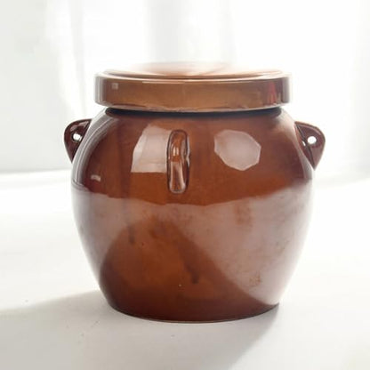 SEWACC Vintage Large Honey Ceramic Jar 1200g Sealed Pickle Crock Kitchen Storage Container for Sauerkraut Chinese Fermentation Food Preservation