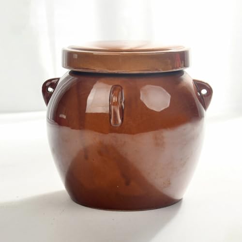 Vintage Ceramic Honey Jar with Sealed Lid 1200g Large Food Storage Container Pickle Crock Sauerkraut Pot for Kitchen and Household Use