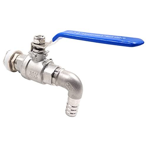 Beer Brewing Equipment Stainless Steel Spigot Kit, 304 Bulkhead Fitting with Ball Valve, 1/2 in Elbow Barb for Brew Kettle Mash Tun Home Brewing Supplies - size: 3/4" thread-1/2" barb, 2nd generation