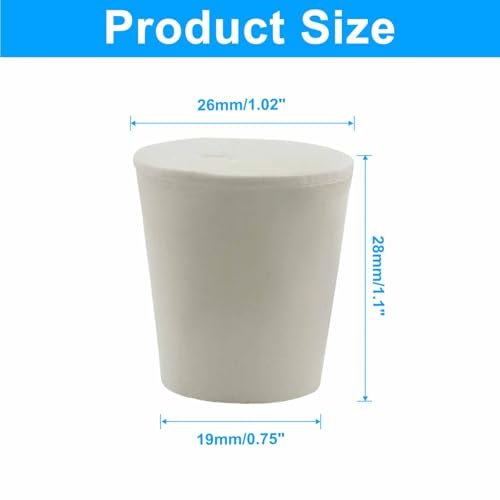 Bonsicoky 10 Pack Solid Rubber Stoppers, Size 4#, White | Tapered Shaped Lab Bungs Plug, For Flask, Plug Holes, Test Tube - size: 4#