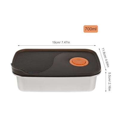 Stainless Box - 700ml Cheese Storage Container With Airtight Lid For Fridge Food Preservation And Storage - Space-Saving - size: 19.00X11.80X5.50CM
