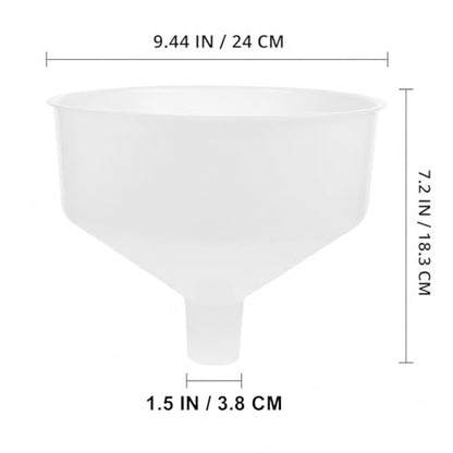 DOITOOL Large Plastic Funnel, 9.44 in Wide Mouth Kitchen Funnel, Large Food Grade Canning Funnels for Beer Oil Jam, Cooking Kitchen Accessories for Filling Bottles Bags