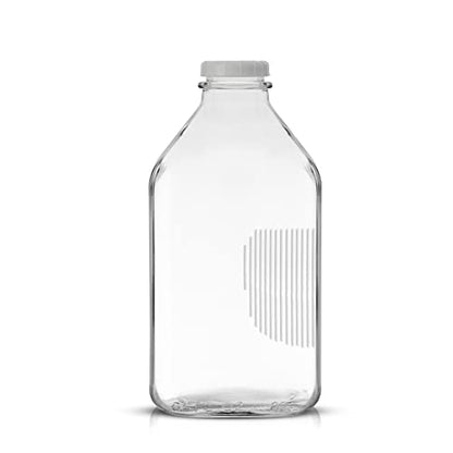 JoyJolt Glass Milk Bottles with Lids and Pourer – 64 Oz, 3 Pack Airtight Heavy Duty Reusable Glass Bottles, Leakproof, BPA-Free, Food Grade, Dishwasher Safe Jug, Pitcher for Milk, Juice, and Water - size: 64 Oz