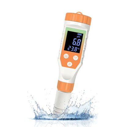 7-in-1 Hydrogen Water Tester, Digital pH TDS EC ORP Salt Temp Meter for Drinking Water, Filtered Water, Juice, Coffee, Hydrogen-Rich Water Bottle Tester