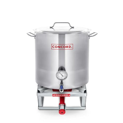 CONCORD Stainless Steel 30 QT Home Brew Kettle Stock Pot + CONCORD 12" THE BLOCK BURNER in Stainless Steel, 100,000 BTU Single Propane Stove