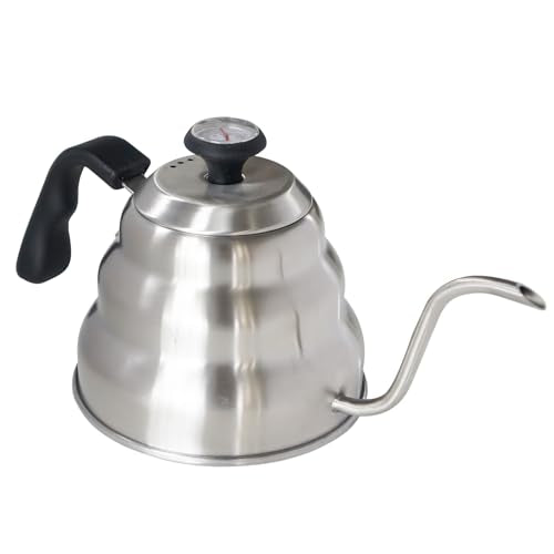 Gooseneck Kettle 1000ml for Pour Over Coffee Stovetop – Stainless Steel Coffee Pot with Precision Spout, 304 Food-Grade BPA-Free, Heat-Resistant Handle, for Gas Electric Ceramic Stove - size: 1000ML