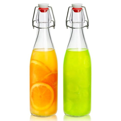 Swing Top Bottles 16oz,4 Pack Glass Brewing Bottles with Airtight Grolsch Closures, Reusable for Kombucha, Beer, Cold Brew, Homemade Beverages Storage