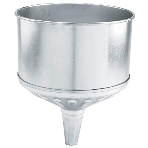 Lumax LX-1708 Silver 8 Quart Galvanized Funnel with Removable Stainless-Steel Screen, Heavy-Duty Construction for Rugged use