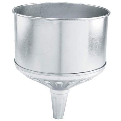 Lumax LX-1708 Silver 8 Quart Galvanized Funnel with Removable Stainless-Steel Screen, Heavy-Duty Construction for Rugged use