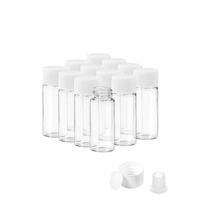 4ml Clear Glass Vials with Screw Caps and Plastic Stoppers, 1 Dram Small Liquid Sample Vial, Leak-Proof Vial, 12PCS(White Cap) - color: CLEAR, size: 4ml