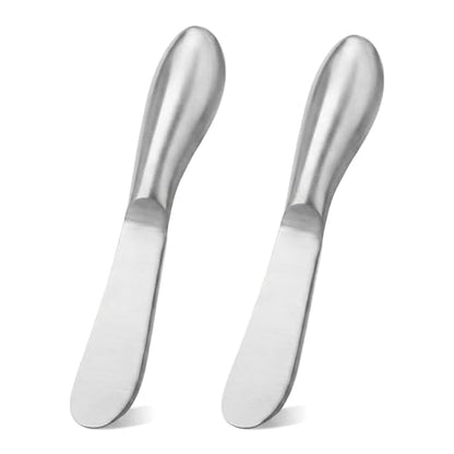 2PCS Stainless Steel Butter Knife Set, Multipurpose Butter Spreader Knife for Cold Butter, Cream Cheese, Jam, Pastry, Charcuterie Board and Kitchen Food Prep