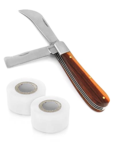 QWORK Gardening Grafting Cutter, Manual Grafting/Pruning Cutter, Plant/Fruit Tree Budding Tool with 2 Plants Repair Tapes for Floral Fruit Tree