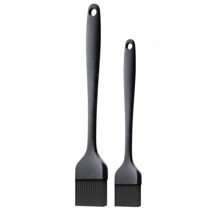 Silicone Pastry Brush, 2Pcs Kitchen Basting Brush for Baking Cooking Bbq Grill Spread Oil Butter Sauce - color: 10.2" Black+ 8.2" Black