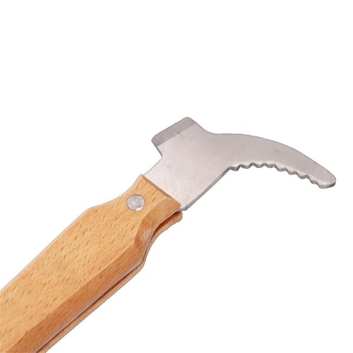 2 Pack Multi-Function Beekeeping Hive Tool, Stainless Steel Scraper with Wooden Handle, Double-Ended J-Hook Pry Bar for Beehive Maintenance