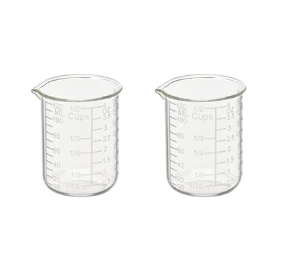 Ackers Etching Scale Measuring Glass -V-Shaped Spout Made of High Borosilicate Glass Measuring for Kitchen or Restaurant, Easy to Read, 120 ML (4 Oz)-Pack of 2 - size: 120 ML (4 OZ, 1/2 Cup)