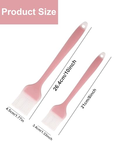 Pastry Brush Silicone Basting Brush for Cooking,2PCS 10+8 in Heat Resistant Food Brushes for Baking, Grilling, Cooking and Spreading Oil, Butter, BBQ Sauce, or Marinade (Red) - color: Red