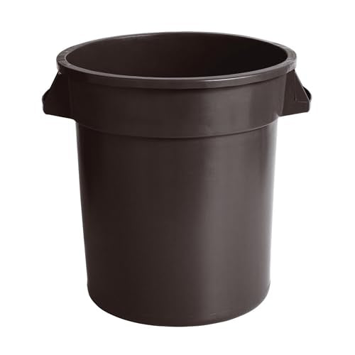 PRO&Family Commercial Round Trash Can, Ingredient Bin, Heavy-Duty Plastic, Anti-Static, Kitchen, Office, Outdoor Use (Brown, 20 Gallon) - color: Brown, size: 20 Gallon