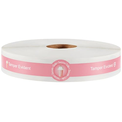 Zonon 600 Pcs Safe Secure Tamper Evident Seals for Drink Lids, Food Delivery Stickers Sealed for Freshness Labels Drink Food Coffee Milk Tea Ice Cream Seal Stickers 600 Pieces Per Roll (Pink) - color: Pink