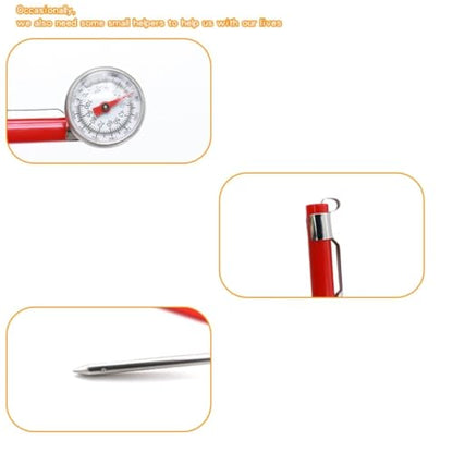Instant Read Pocket Thermometer, 1 Inch Stainless Steel Dial, 1 Piece | For Coffee, Milk Frothing, Chocolate, Drinks, Includes Calibration Sleeve