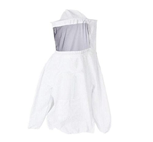 Protective Bee Keeping Jacket Veil Suit with Pull Hat Veil for Beekeepers Without Pants - color: White