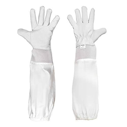 Beekeeping Supply Goatskin Leather Beekeeper Gloves with Vent Long Canvas Sleeve & Elastic Cuff XL