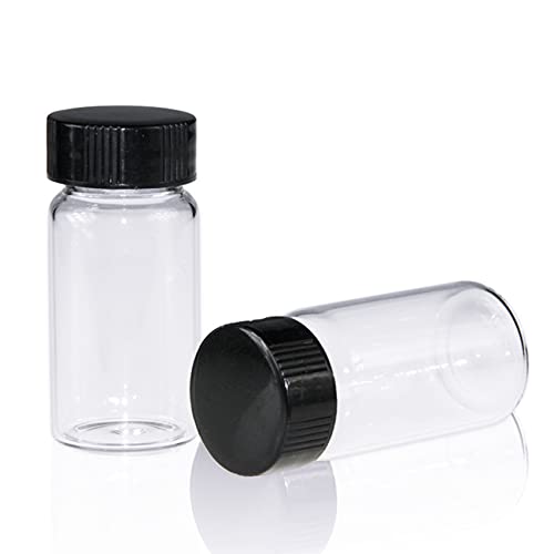 ALWSCI Sample Vial, Clear Glass 24-400 Thread Storage Vial, 20 ml Capacity, 27.5 mm I.D. x 57 mm with 24-400 Black Closed Cap, PE Liner, pack of 100 - color: Clear, size: 27*57mm & 20ml (5dram)
