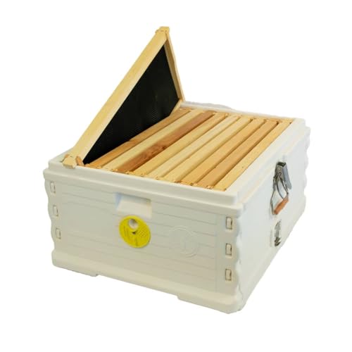 Apimaye Insulated Deep Super with 10 Wood Frames with Premier Double Waxed Foundation. (White Body Yellow Entrance) - color: White Body Yellow Entrance