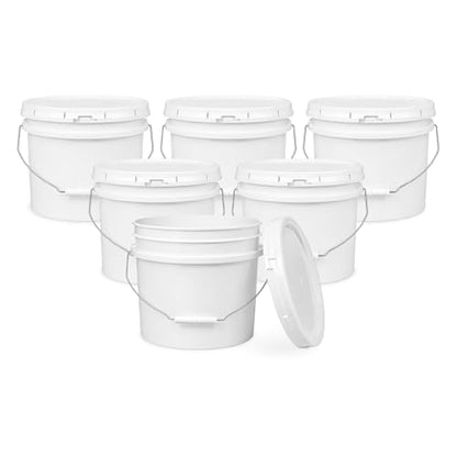 ePackageSupply 3.5 Gallon Bucket, Food Grade w/Lid BPA-Free, 3 Pack/White | Airtight Gasketed Tear Strip Lid, Heavy-Duty 90 Mil HDPE Plastic Pail, Bulk Storage, Food Safe Durable Container, Made in USA - size: 6 Packs