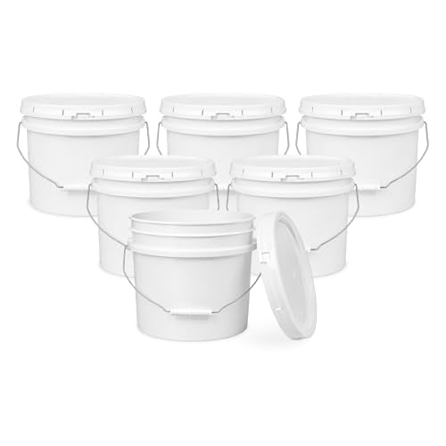 ePackageSupply 3.5 Gallon Bucket, Food Grade w/Lid BPA-Free, 3 Pack/White | Airtight Gasketed Tear Strip Lid, Heavy-Duty 90 Mil HDPE Plastic Pail, Bulk Storage, Food Safe Durable Container, Made in USA - size: 6 Packs