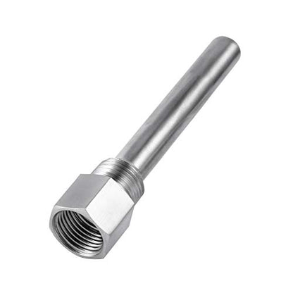 Stainless Steel Thermowell 1/2" NPT Threads, 120mm Thermopocket for Fast Ferment Thermometer Stainless Steel Thermometer, FasterFerment Accessories