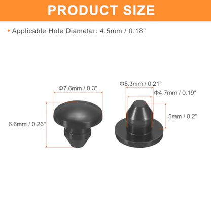 uxcell 25Pcs Silicone Plugs, Rubber Round Snap in Locking Hole Plugs for 4.5mm Hole, Hole Stoppers Waterproof Hole Plug for Metal Tube, Furniture End Caps Inserts, Black - size: 4.5mm