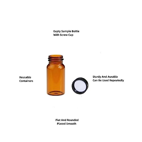 3ML Glass Sample Vial,Amber Borosilicate Glass Liquid Sampling Sample Glass Thread Bottles,16 * 33mm,13-425 Black Screw Caps with PE Liner, pack of 100 - size: 3ML