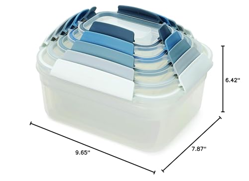 Joseph Joseph Nest Lock Plastic BPA Free Food Storage Container Set with Lockable Airtight Leakproof Lids, 10-Piece, Sky - color: Blue, size: Rectangular, style: 10pc