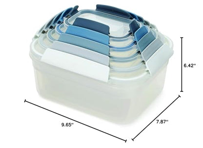 Joseph Joseph Nest Lock Plastic BPA Free Food Storage Container Set with Lockable Airtight Leakproof Lids, 10-Piece, Sky - color: Blue, size: Rectangular, style: 10pc