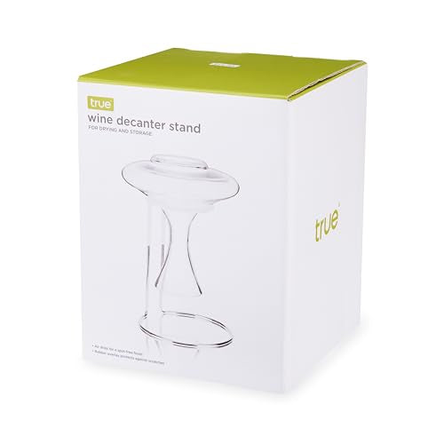 True Wine Decanter Drying Stand and Holder, Essential Accessory Glassware Rack for a Spot-Free Finish, Rubber Coating Protects Glass, Chrome Plated Iron - style: Classic