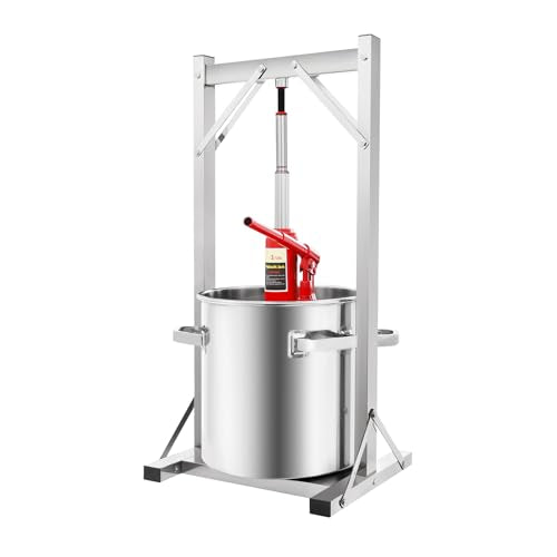 Fruit Wine Press, Stainless Steel Hydraulic Jack Press Extractor, 22L Stainless Steel Household Grape Fruit Juice Wine Making Equipment, Juice Making Machine for Rice Honey Vegetables Cheese Puree - size: 22L/5.81 Gal