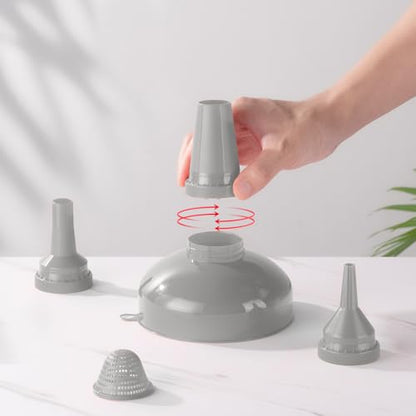 Pisol Wide Mouth Funnels for Kitchen Use, Versatile Food Grade Funnels for Filling Bottles, Plastic Cooking Funnel Set with Strainer, Large Long Neck Funnel for Canning, Mason Jar, Shampoo, Liquids