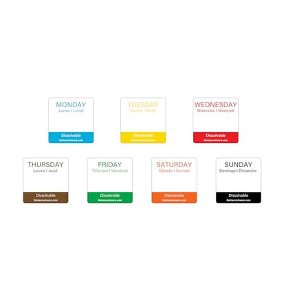 Restaurantware RW Smart 1 Inch x 1 Inch Food Rotation Labels 3500 Dissolvable Food Safety Labels - Premium Trilingual Paper Day Of The Week Labels For Food Storage Or Prep Weekly - style: 7-Day