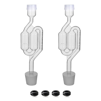 Bubble Airlock Set, 2 Airlocks for Fermenting, 2 Drilling #6 Stoppers and 4 Airlock Grommets, Used for Brewing Wine, Beer, Sauerkraut, Pickles, Etc. Fermentation Bubbler Airlock - color: Bubble airlock-2 PCS