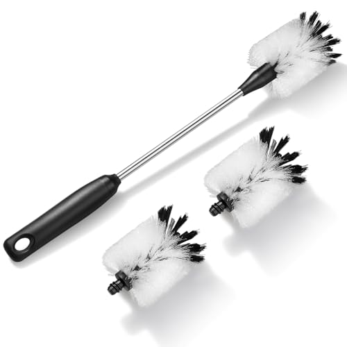 Water Bottle Cleaning Brush with 2 Replaceable Heads, Compatible with Sport Bottles, Tumblers, Mugs, Wine Decanters, Glassware, 15 in, White - color: White, size: 15 Inch ( Pack of 1)