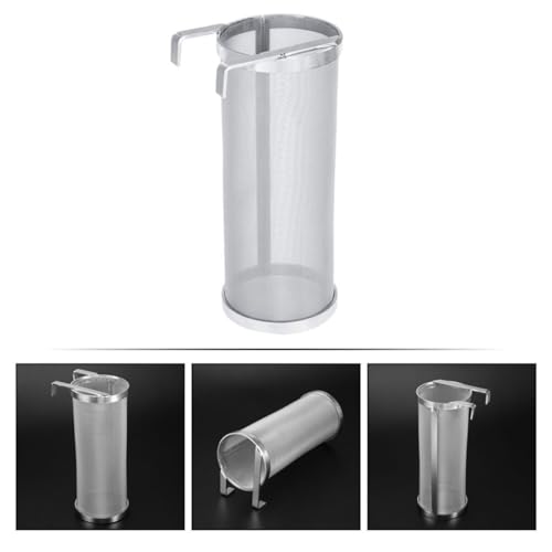 Stainless Steel Filter Net Barrel with Hook Lightweight Permanent Wine and Beer Brewing Strainer for Home Use during Family Days or Camping Trips