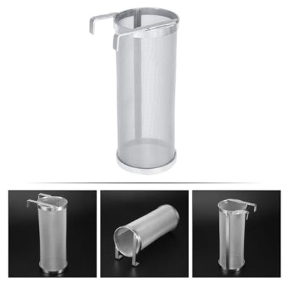 Stainless Steel Filter Net Barrel with Hook Lightweight Permanent Wine and Beer Brewing Strainer for Home Use during Family Days or Camping Trips
