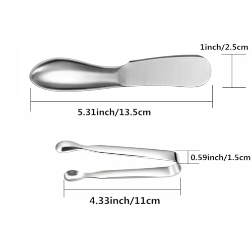 스프레더 나이프 세트, 6피스 치즈 및 버터 스프레더 나이프, 미니 서빙 집게, 스테인리스 스틸 다용도 버터 나이프 | Mini Serving Tongs,Stainless Steel Multipurpose Butter Knives
