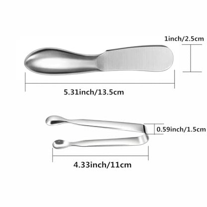 스프레더 나이프 세트, 6피스 치즈 및 버터 스프레더 나이프, 미니 서빙 집게, 스테인리스 스틸 다용도 버터 나이프 | Mini Serving Tongs,Stainless Steel Multipurpose Butter Knives