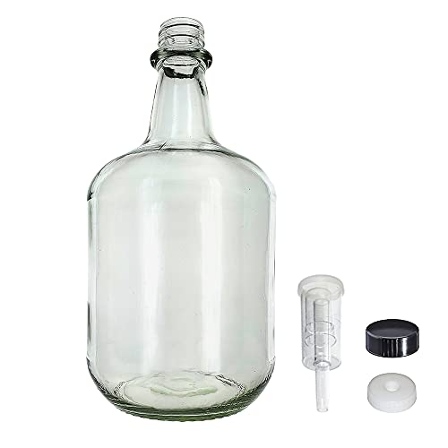 Home Brew Ohio 3L Jug Flint - White Cap with Hole, Econo Three-Piece Airlock, and Polyseal Cap
