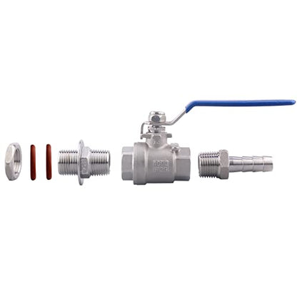 DERNORD 1/2 Inch Stainless Steel Ball Valve Weldless Bulkhead For Home Brew Kettle (1/2 NPT to 1/2 Barb Hose) - size: 1/2" NPT to 1/2" Barb Hose, style: Pack of 1
