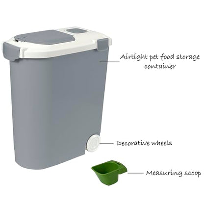 Ashfield & Harkness: Airtight Pet Food Storage Container - 30lbs/36 Qt, Grey - Lightweight Bin, Measuring Scoop, Snap Latch, Dogs-Cats-Animal Supplies - color: Grey, size: 30 lbs