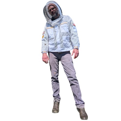 Sting Stopper Ventilated Beekeeping Jacket with Veil | Triple Layer Breathable Bee Jacket | Long Torso, 7 Pockets, YKK Zippers for Men & Women - Beekeeper White, X-Small - color: Beekeeper White, size: X-Small
